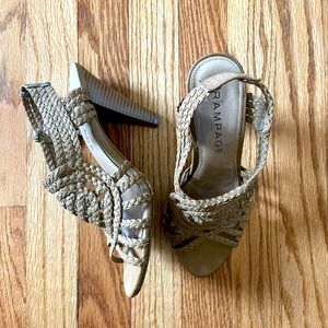 Rampage Tan Braided Slingback Heeled Sandal size 7.5